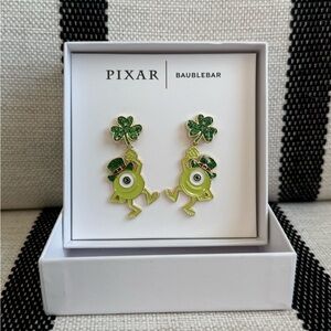 Disney Pixar x BaubleBar Mike Wazowski Shamrock Dangle Earrings